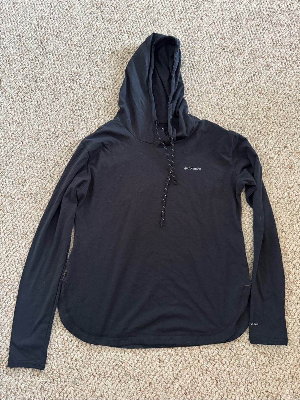 Columbia Black Hooded Pullover with Subtle Logo